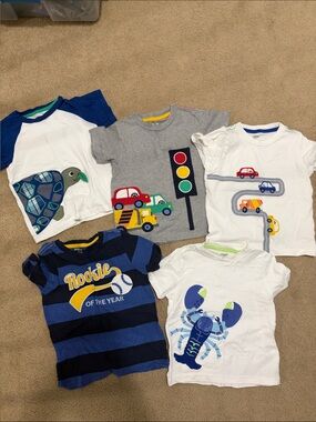 Gymboree 3T Toddler Graphic Tee Bundle - Cars, Turtle, Lobster, Traffic Light